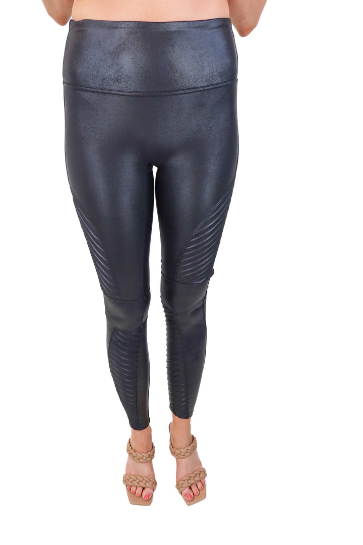 Spanx Black Faux Leather Moto High Waist Leggings (S)