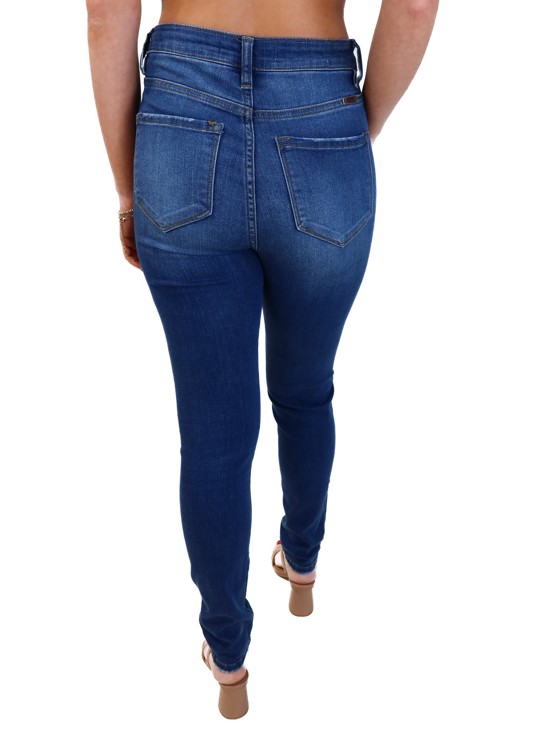 Kancan medium wash skinny jeans (27; retails for $69.99)