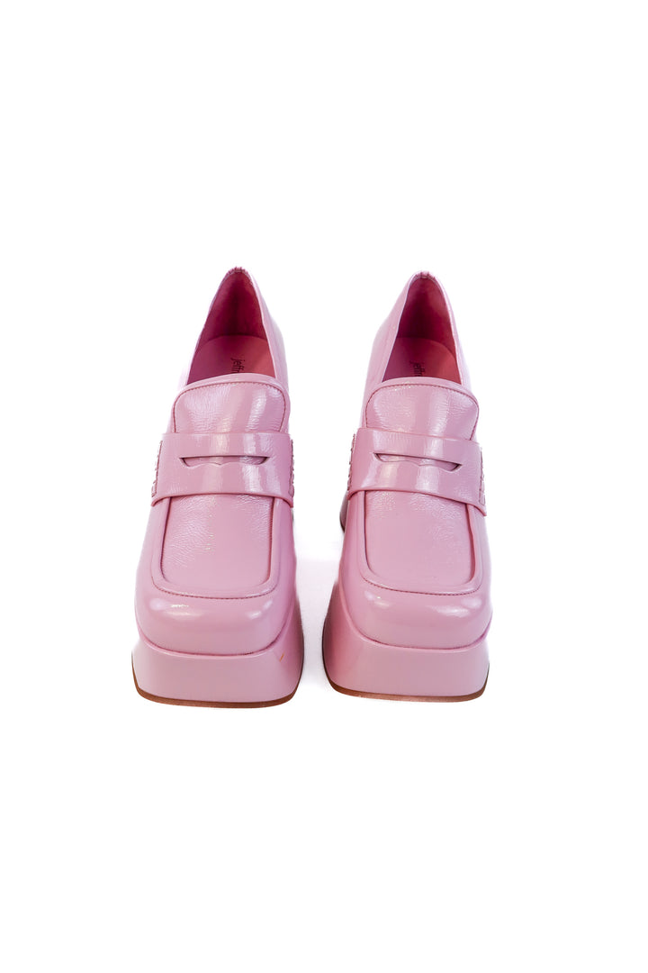 Jeffrey Campbell pink platform loafers (9; retail $188)