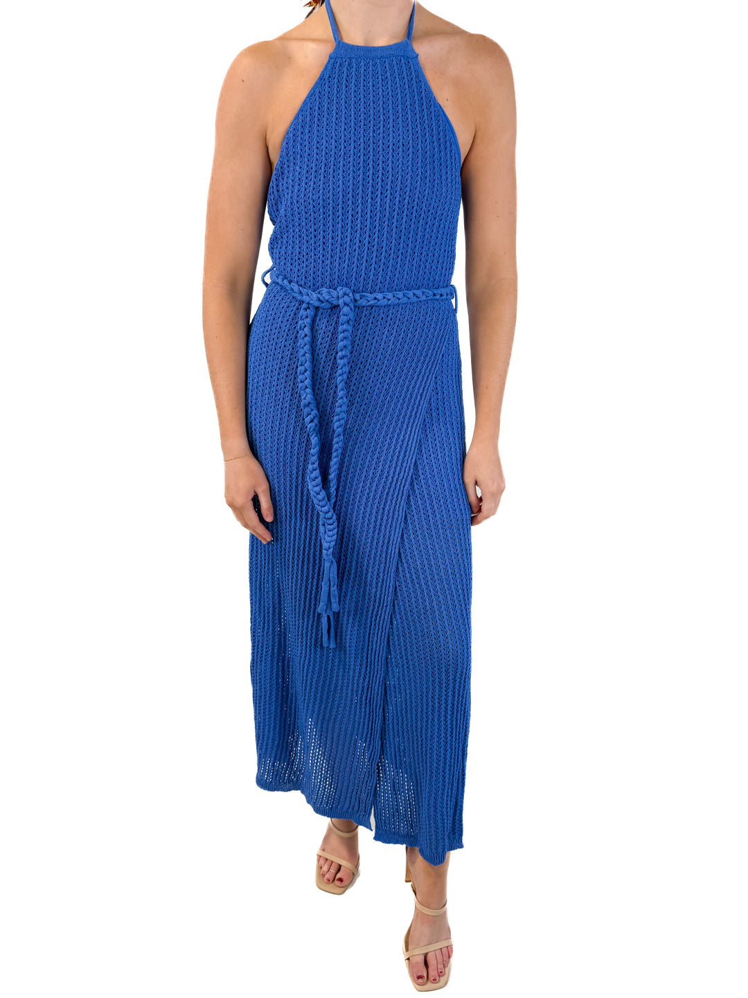 Vici blue knit halter maxi dress NWT (retails for $120)