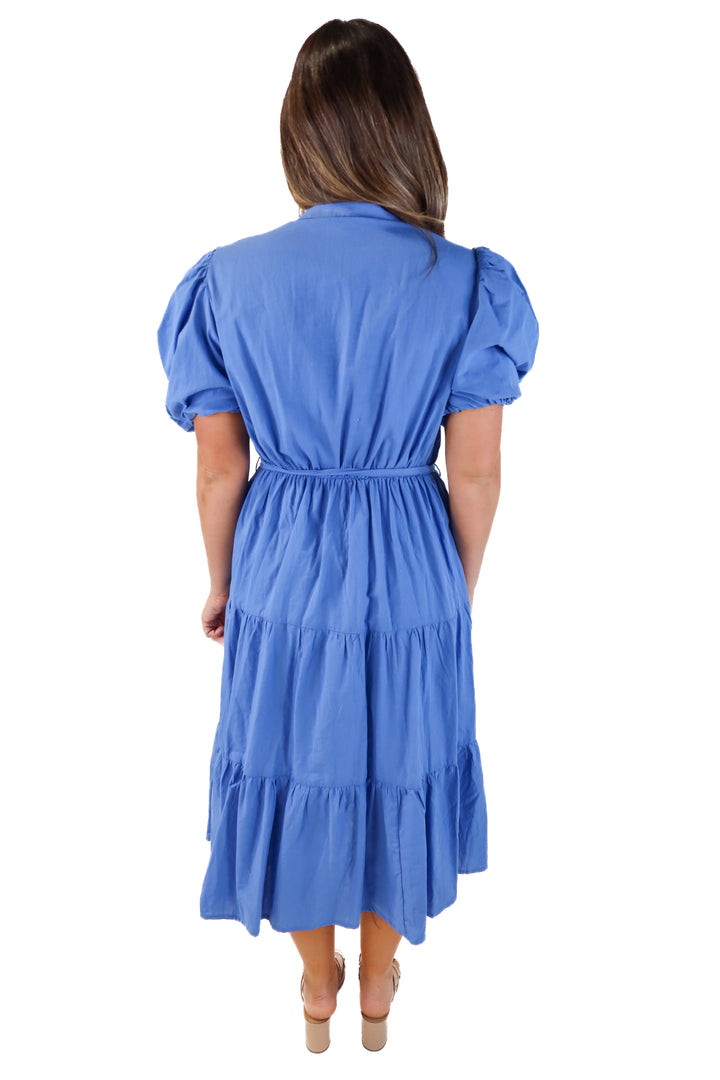 PINCH blue ruffle midi dress (XL)