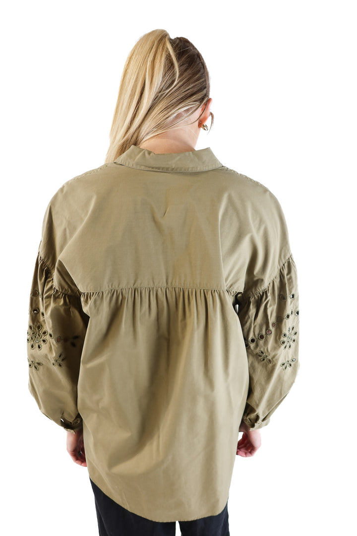 Rails Olive Eyelet Shirt (S; retails for $122.92)