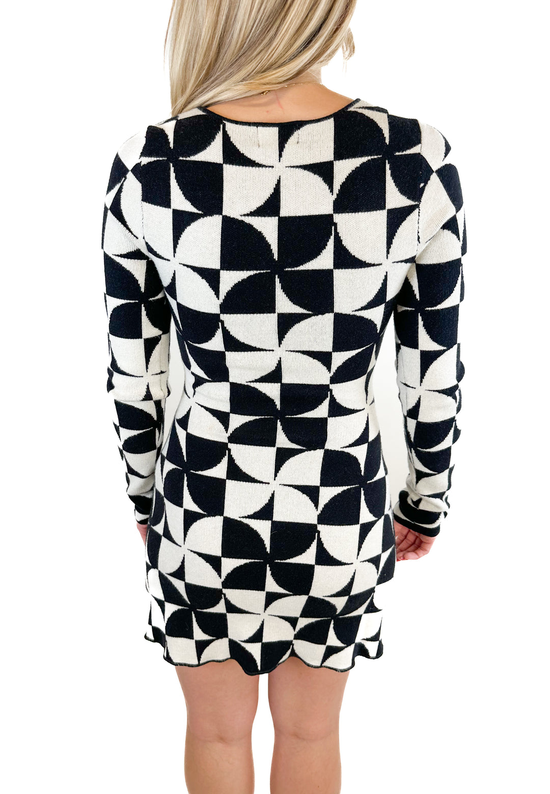 Show Me Your Mumu Black and White Knit Mini Dress (XS)
