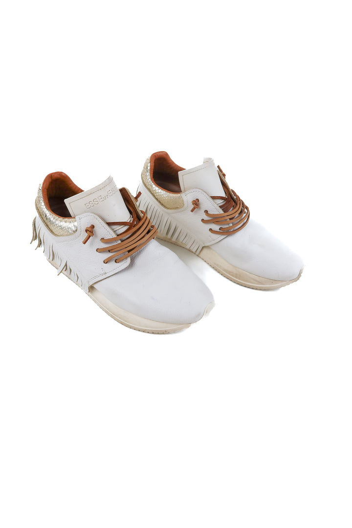 esse ut esse white fringe sneakers (39; retail $395)