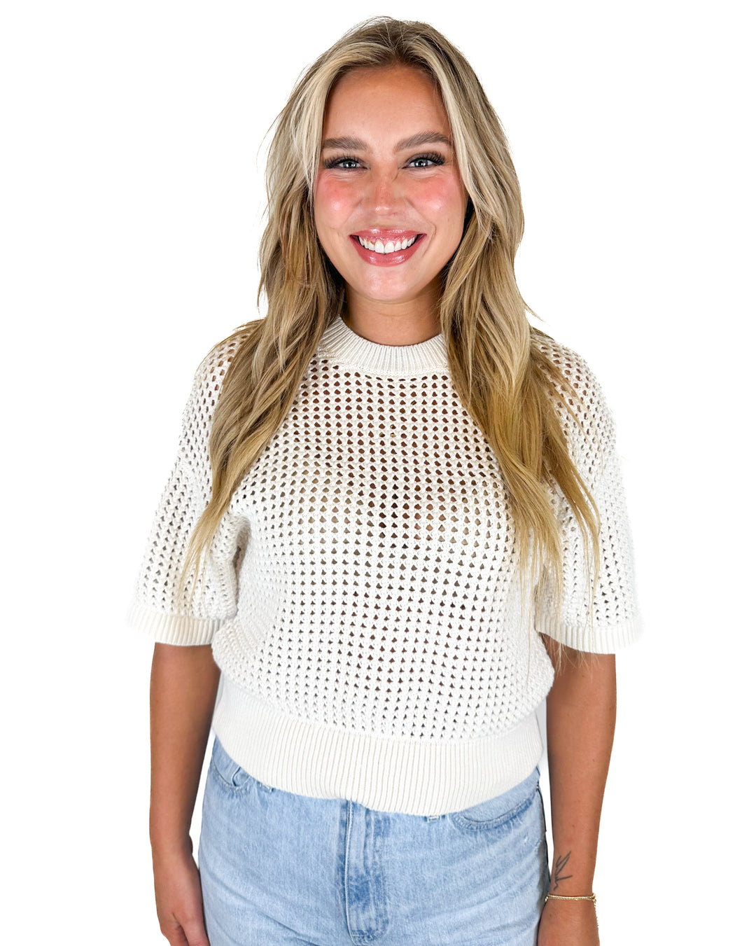 Abercrombie Short-Sleeve Crochet Style Tee NWT (M; retail $60)