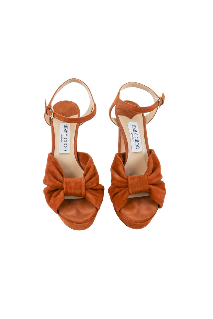 jimmy choo brown suede platform heels (38.5; retail $995)