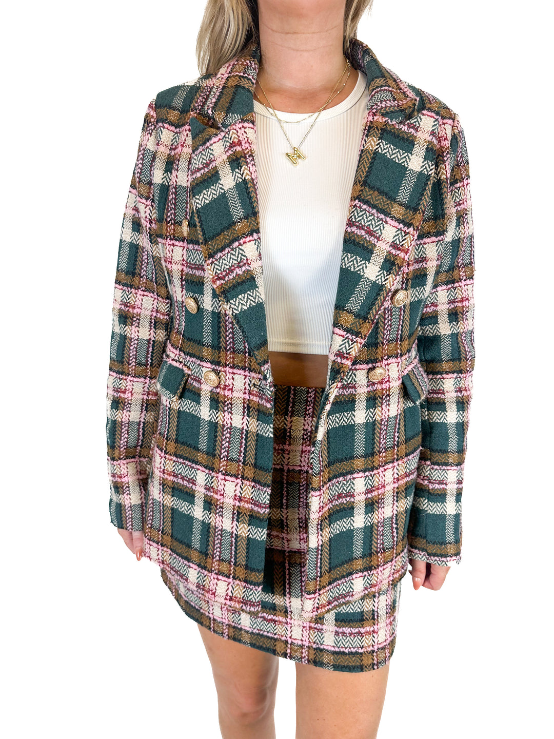 Fate Plaid Jacket and Mini Skirt Set (L)