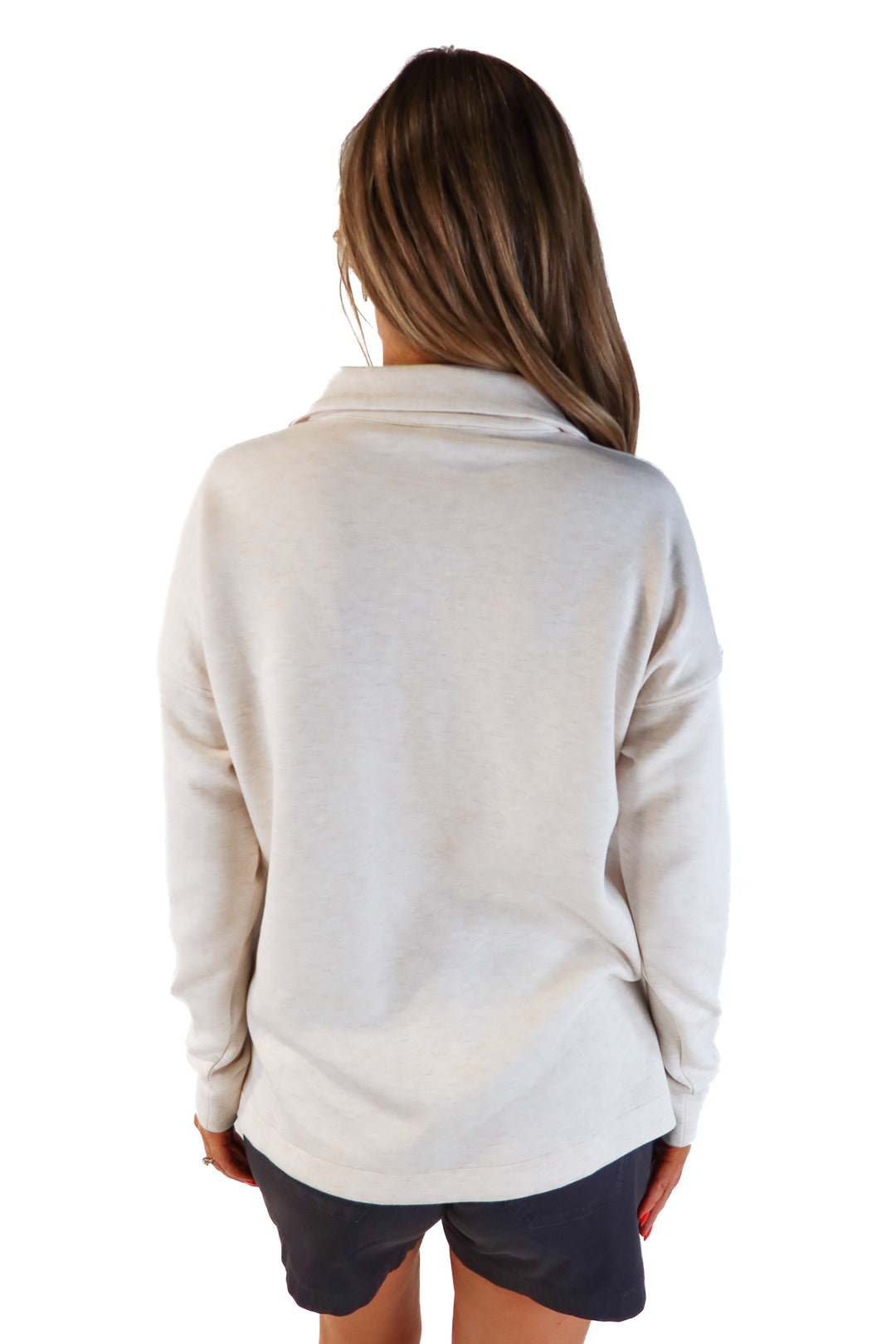 Spanx neutral heathered v-neck collared pullover (m; retail $98)