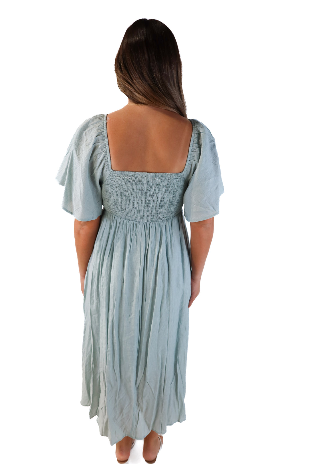 OTT blue tie front midi dress (s; retails for $86)