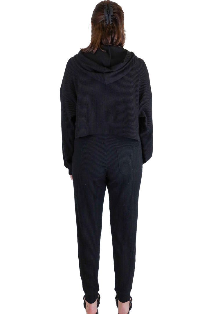 Alo Black Ribbed Athleisure Set (M)
