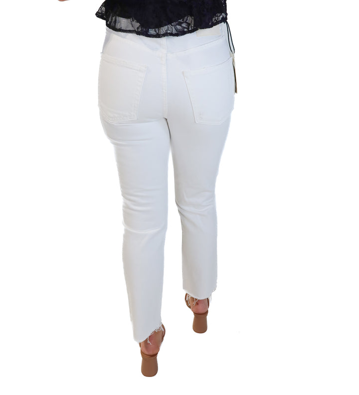 Grlfrnd white straight leg denim NWT (26; retail $215)