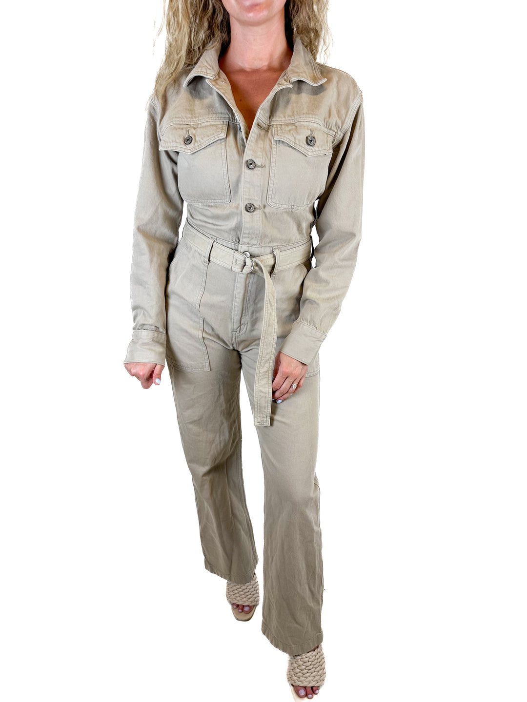 Abercrombie Tan Denim Cargo Style Jumpsuit NWT (M + L)