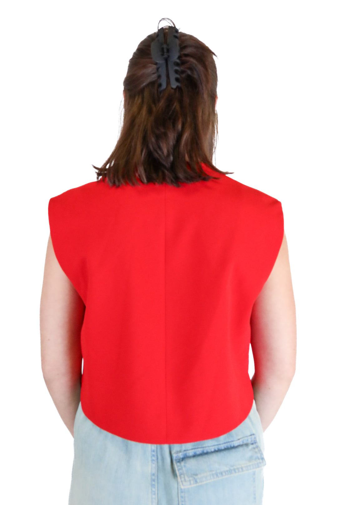 zara red boxy vest (M)