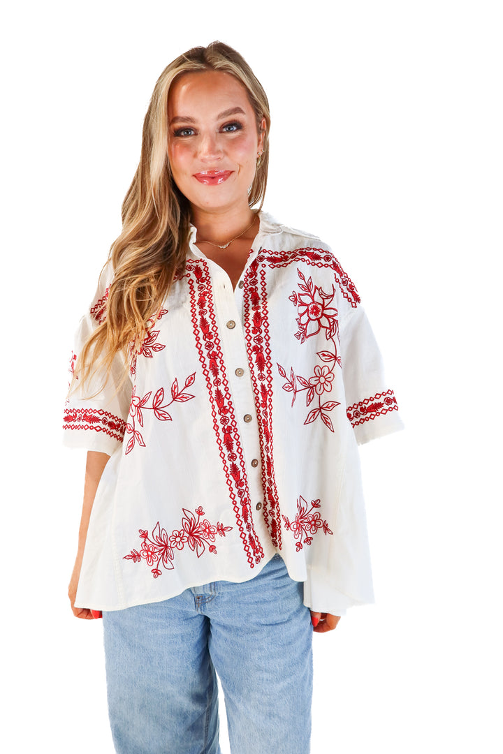 We the Free Floral Embroidered Shirt NWT (M; retail $228)