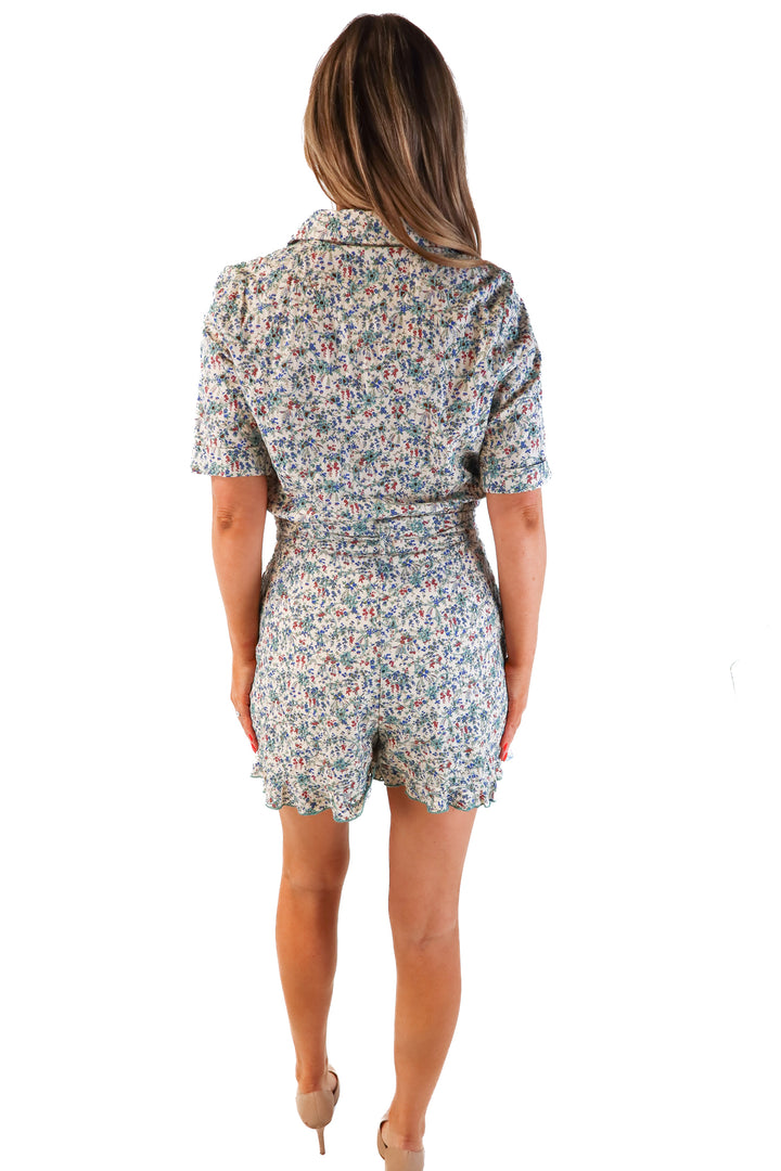Sezane floral stitched romper (FR42/ US8; retail $345)