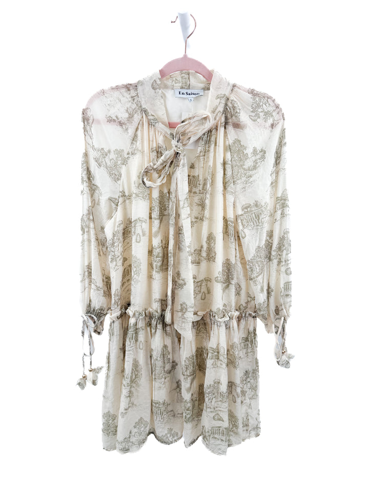 en saison green vintage style dress (s)