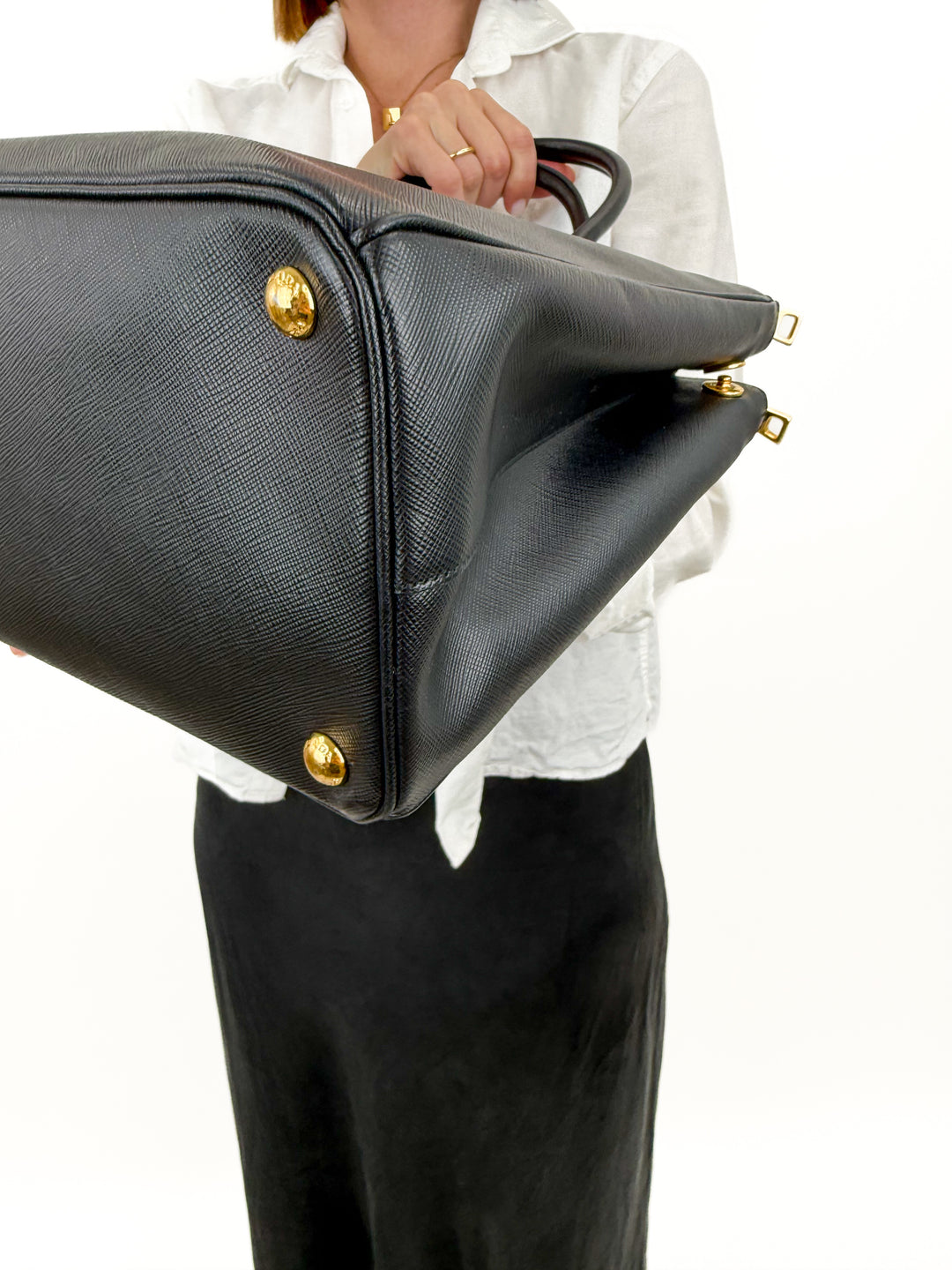 Prada Galleria Black Saffiano Large Leather Two Way Tote (retail $5,500)