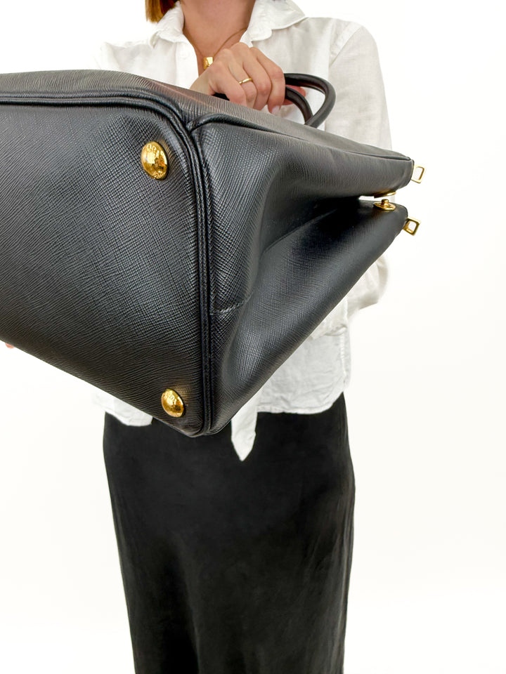 Prada Galleria Black Saffiano Large Leather Two Way Tote (retail $5,500)