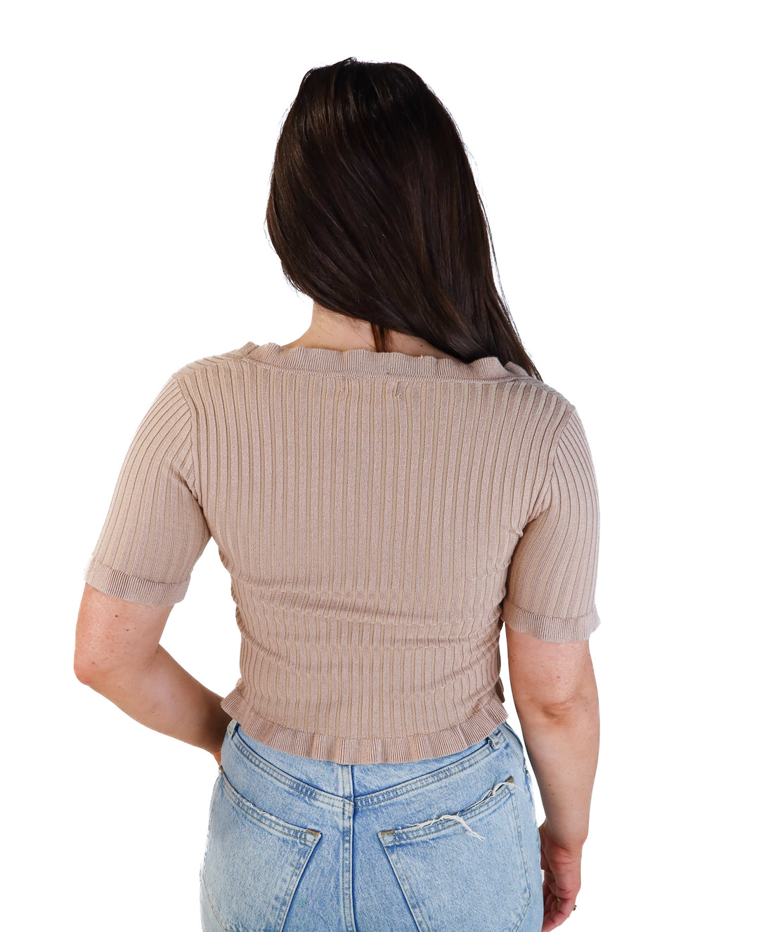 Lovers and friends tan short sleeve knit top (xs; retail $88)