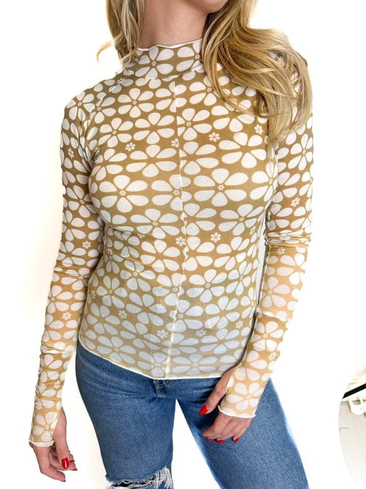 Free People Flower Print Turtleneck (XS)