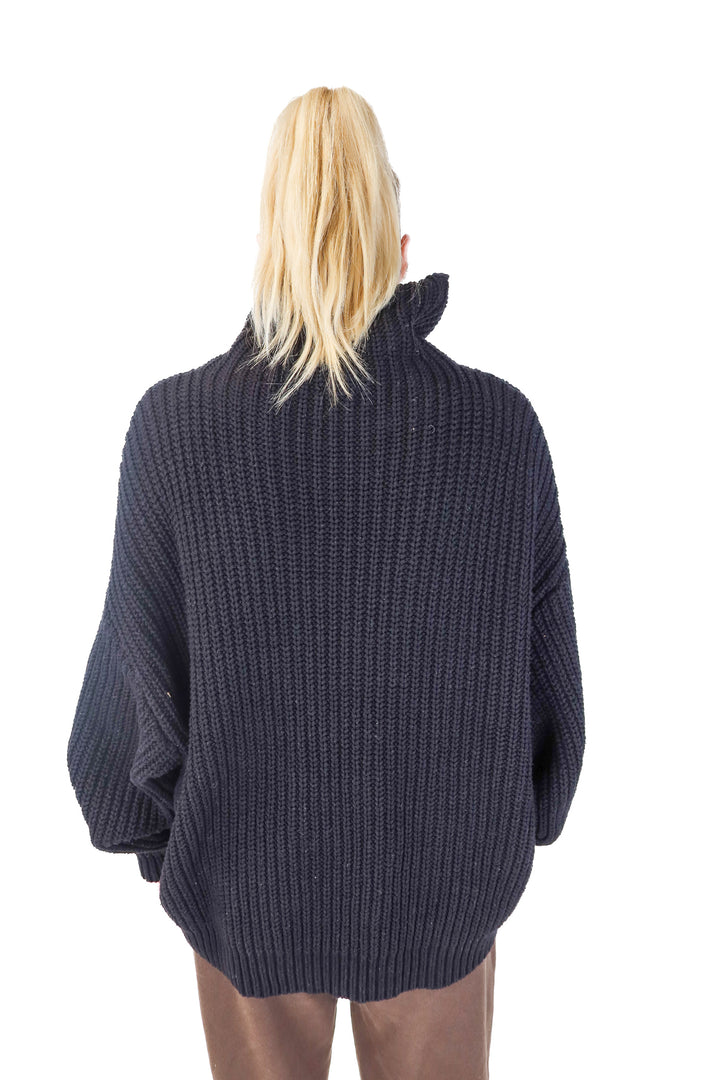 free people black oversized knit sweater (xs)