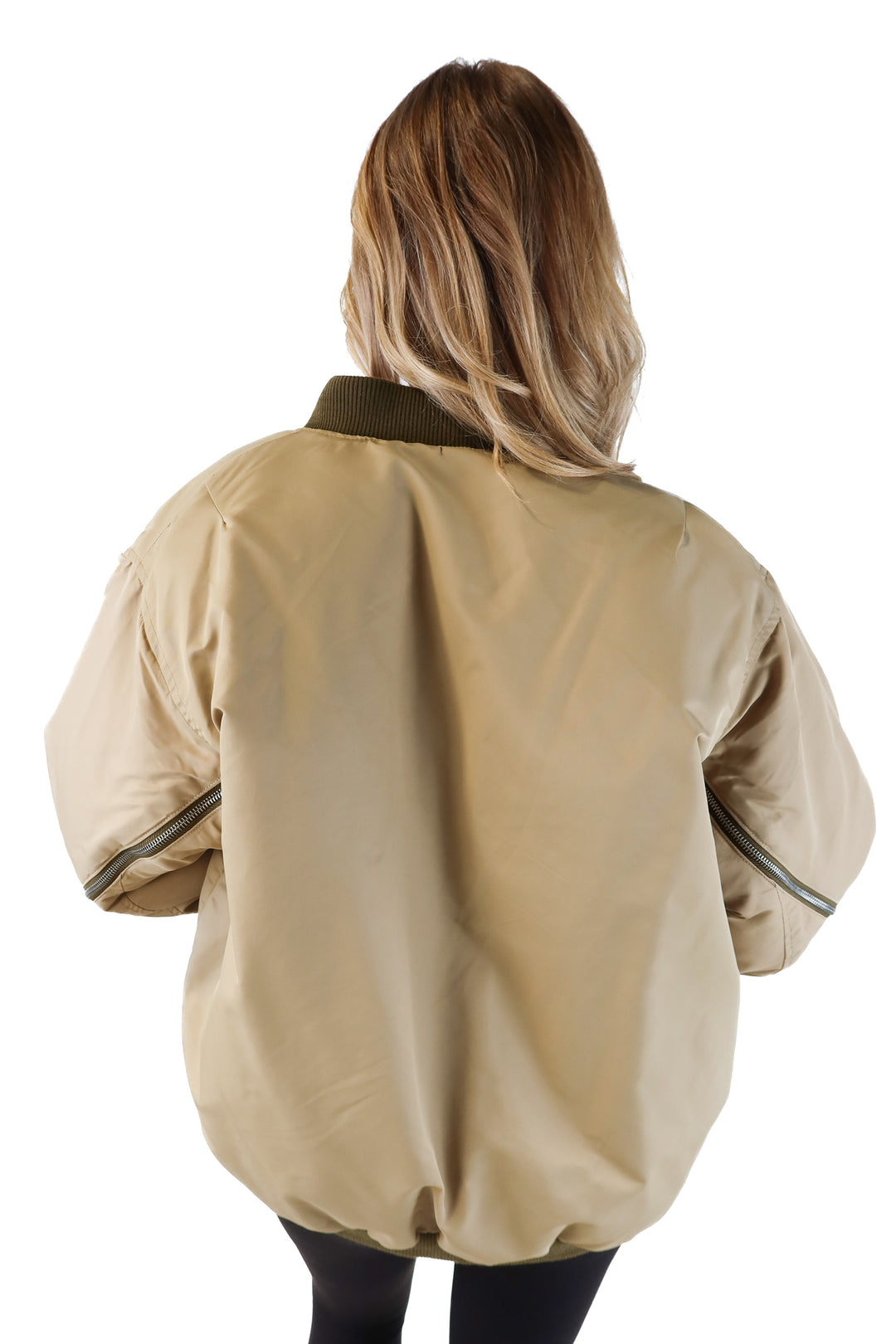 Zara Khaki Bomber Jacket (M; retail $198)