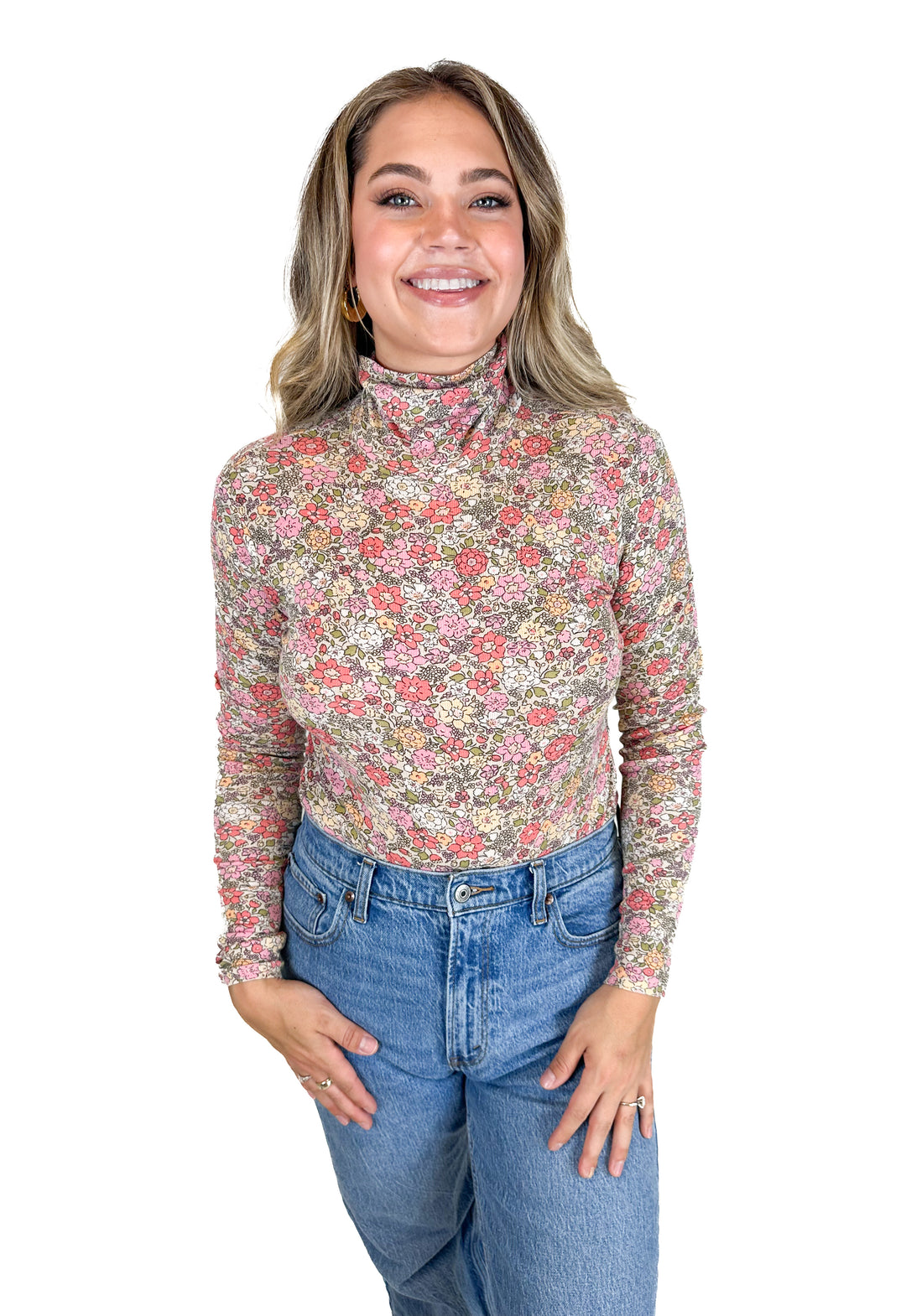 H&M Floral Ribbed Bodysuit (M)