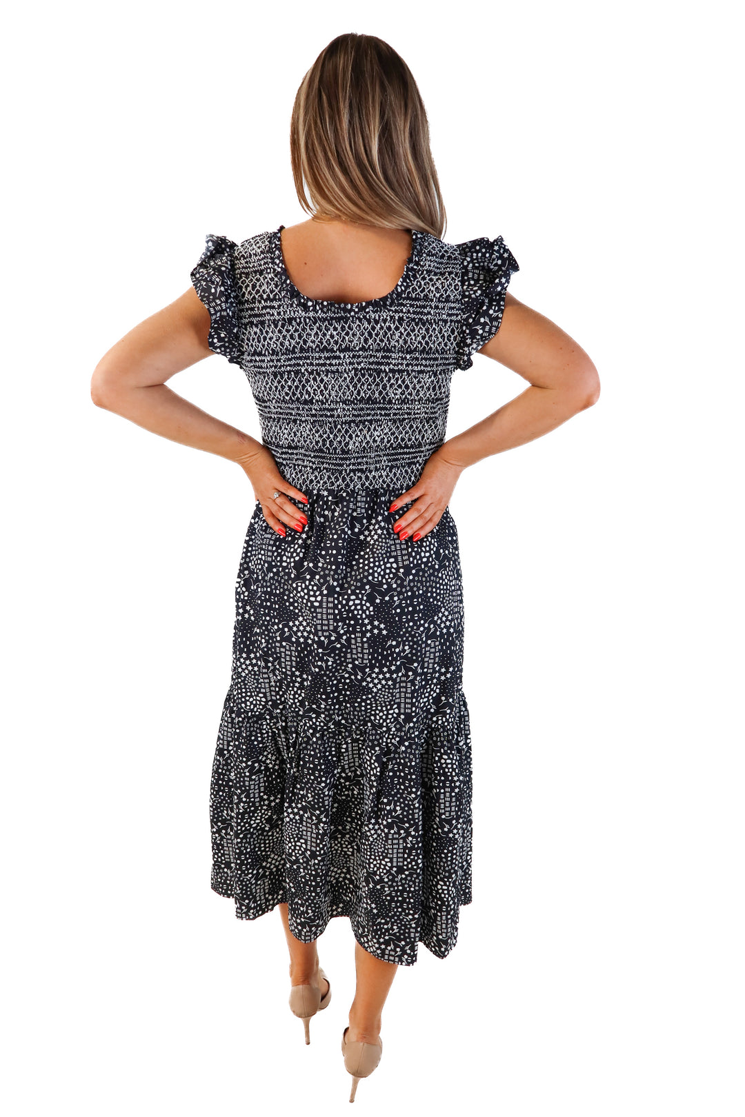 Sugar lips black/white smocked dress (XL; retail $95)