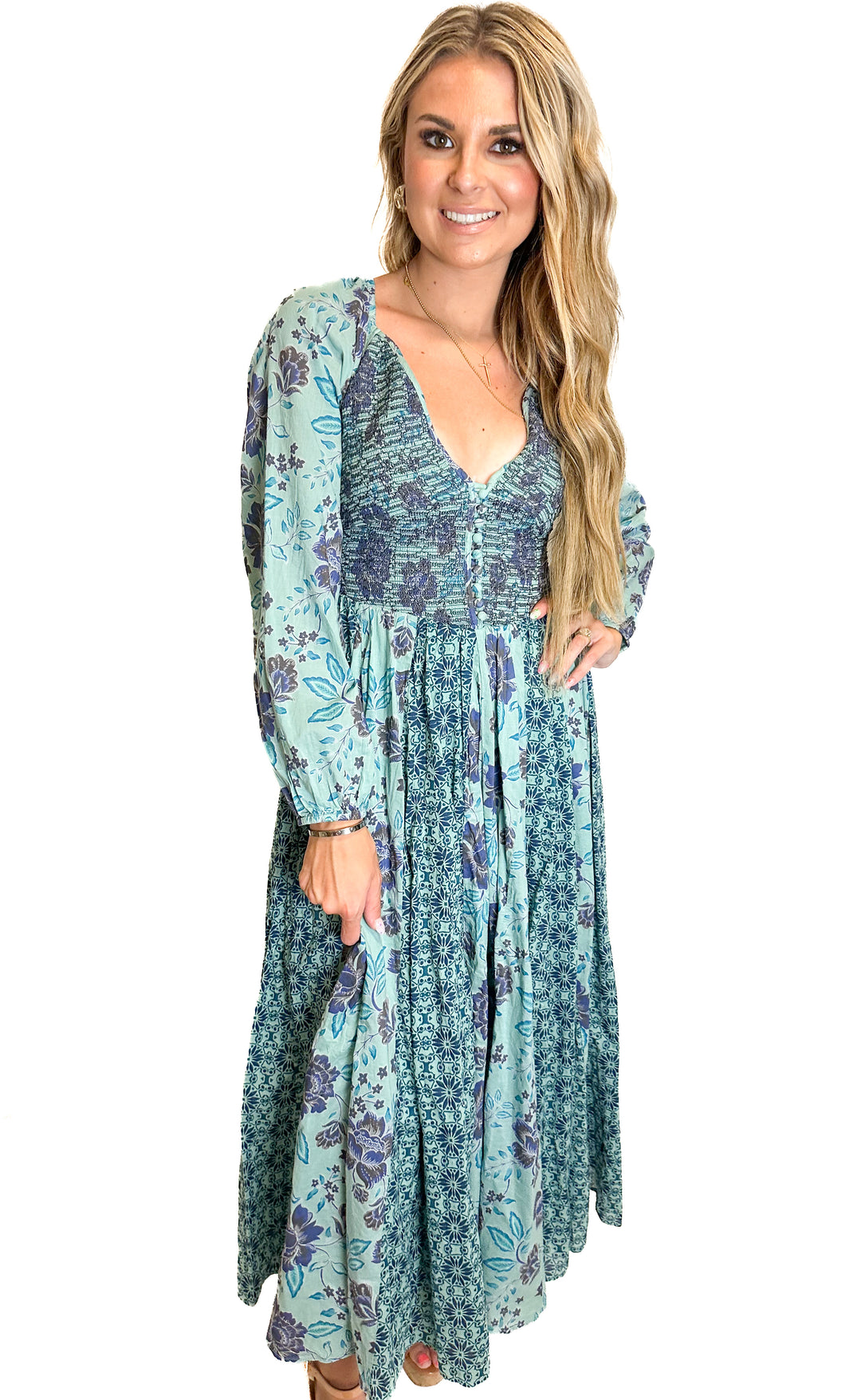 Free People Green Floral Maxi Dress NWT (XS)