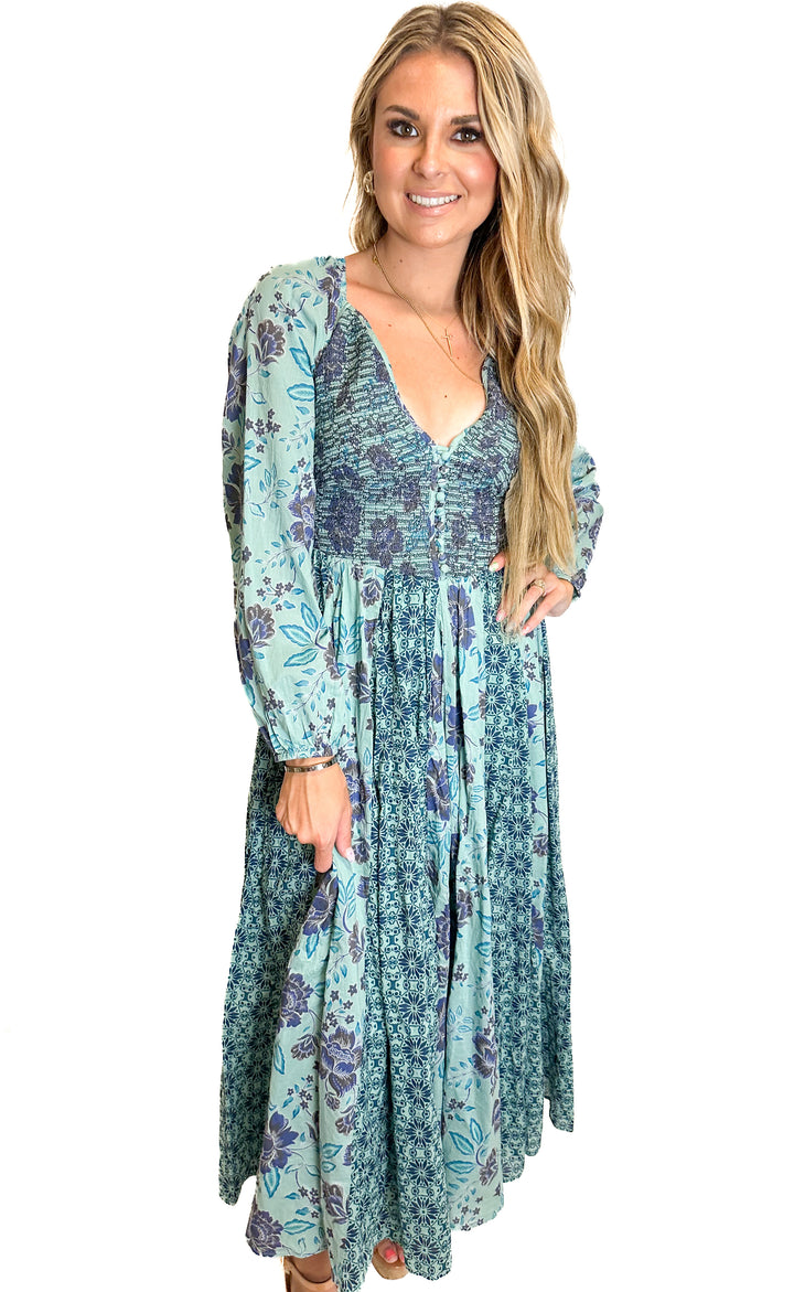 Free People Green Floral Maxi Dress NWT (XS)