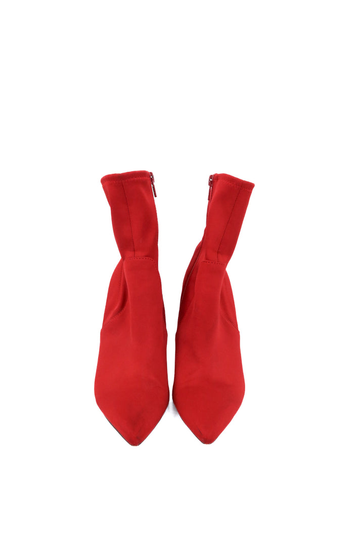 aldo red satin booties (6.5)