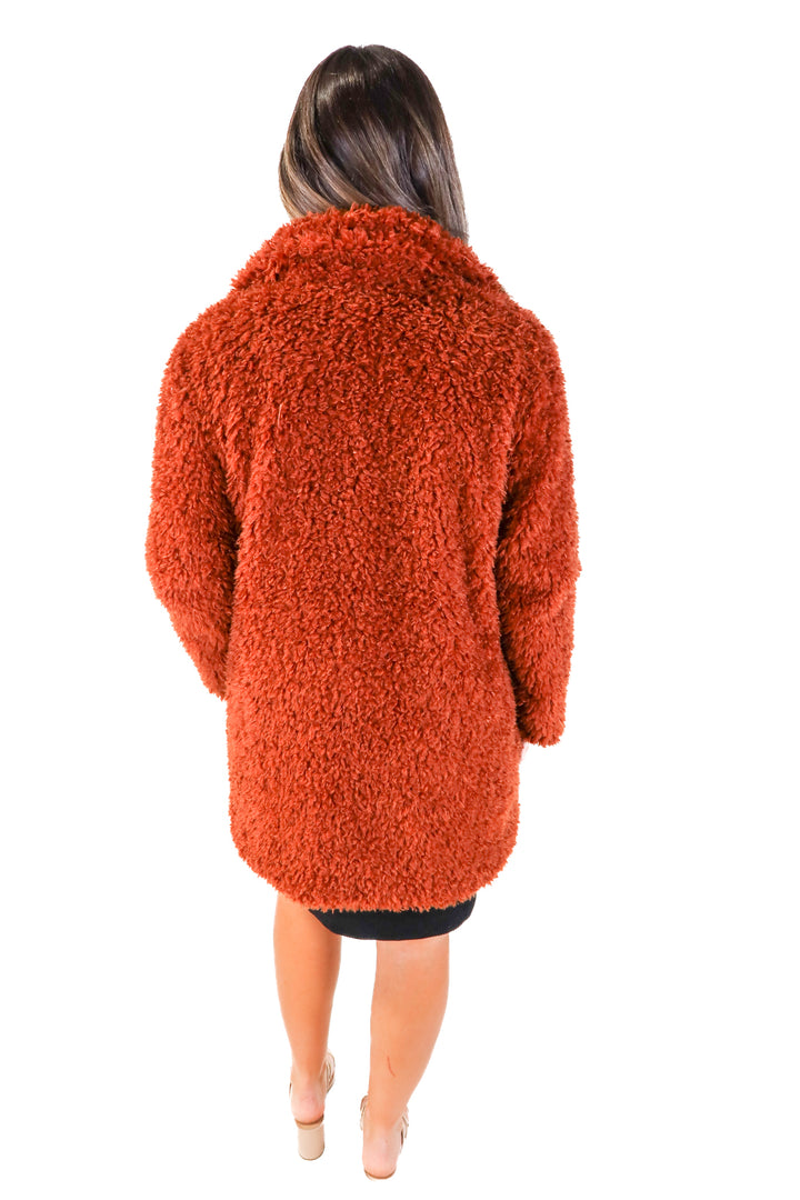 Cotton Candy LA rust fluffy coat (L)