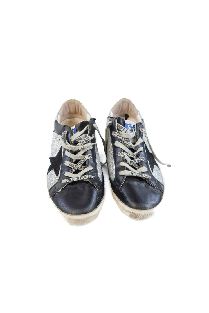 SOLD: Superstar deluxe golden goose black/sparkly silver sneakers (40)