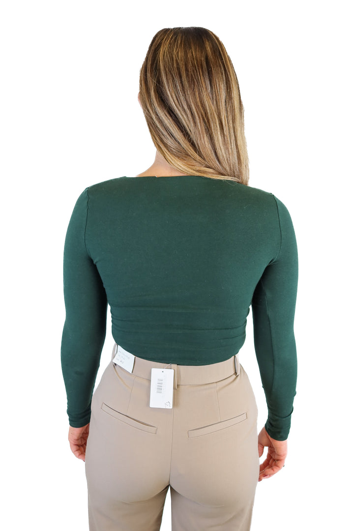 abercrombie green v-neck bodysuit (s; retail $55)