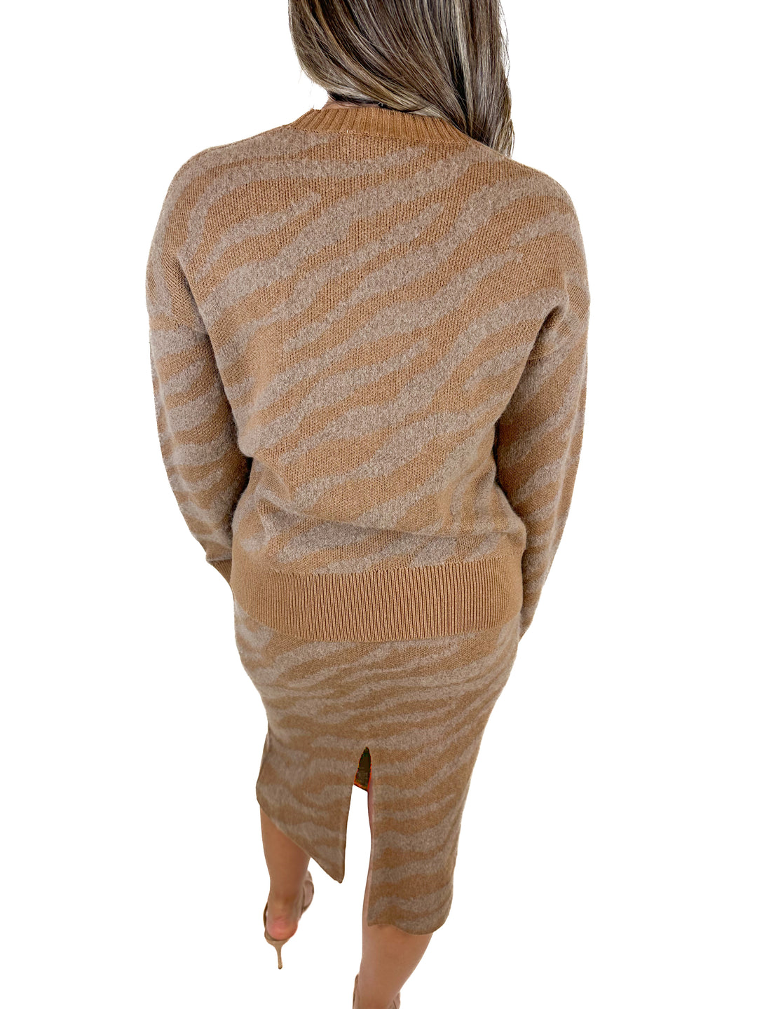 Everlane Alpaca Tiger Jacquard Sweater & Skirt Set (S)