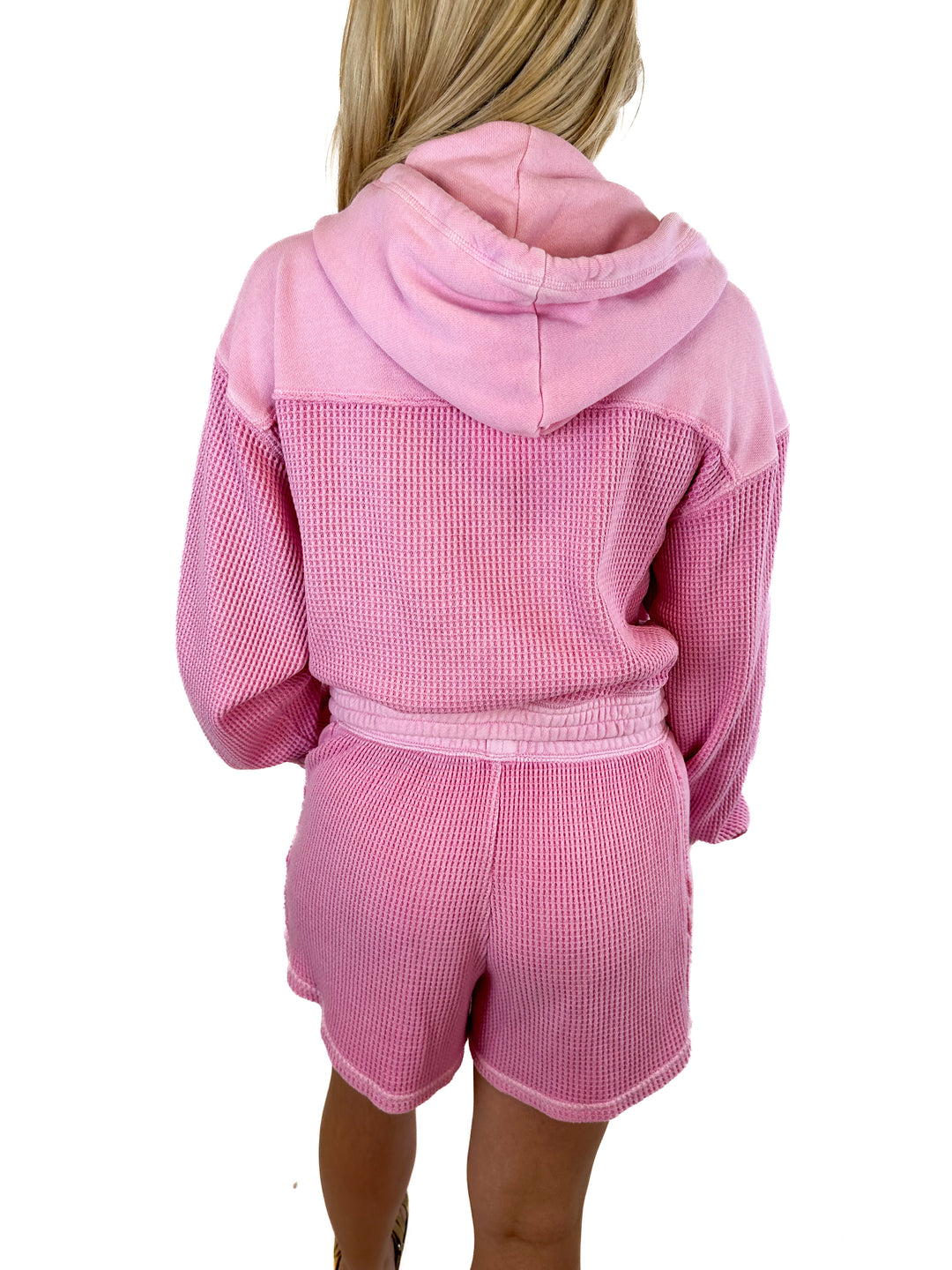Aerie Pink Waffle Knit Lounge Set (S)