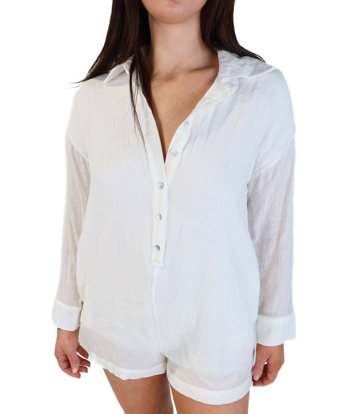 12th tribe white linen romper (s; retail $72)