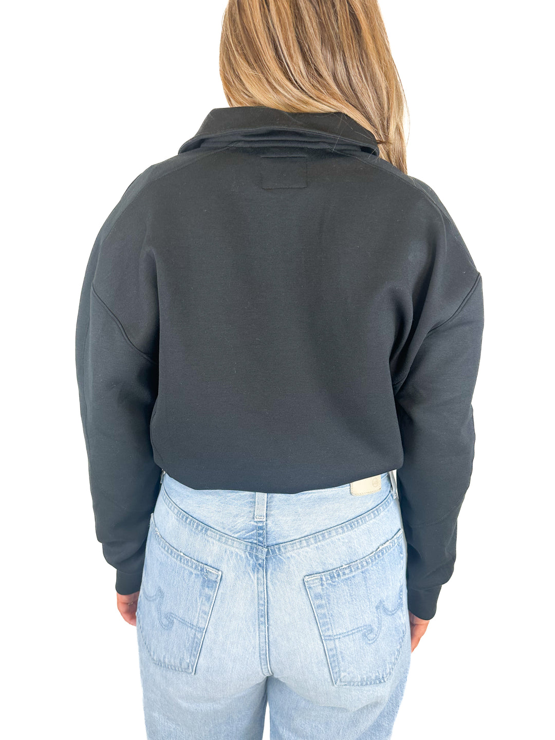YPB Black Collared V-Neck Sweatshirt NWT (M; retail $70)