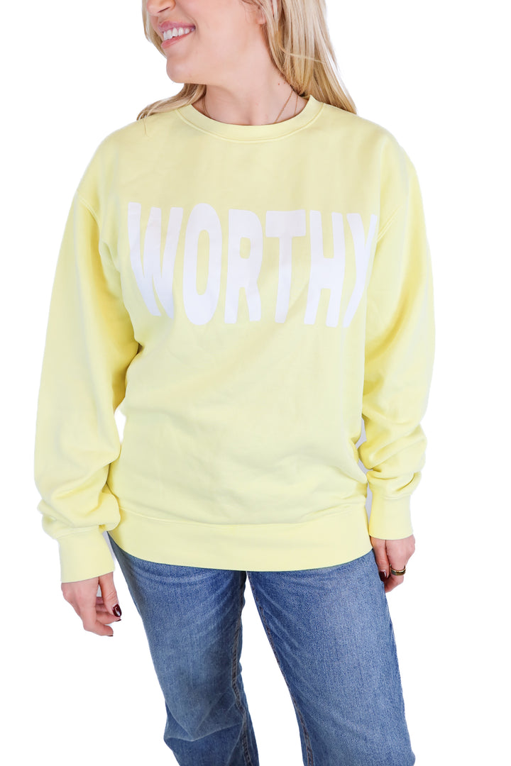 Living Fully Co by Mallory Ervin Yellow Worthy Sweatshirt (M)