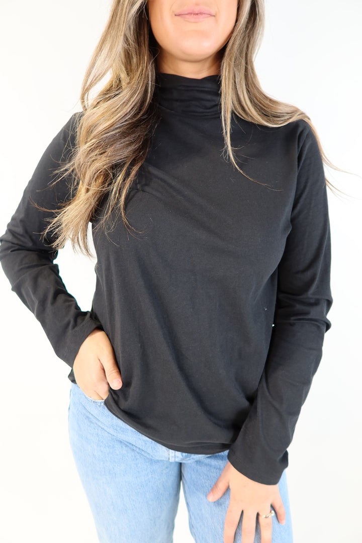J.crew black long sleeve turtleneck top (L)