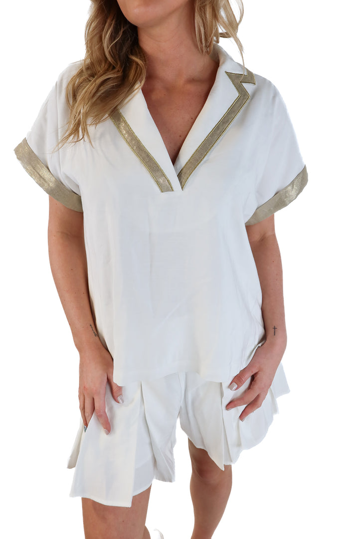Emily McCarthy Cream and Gold Set NWT (S; retail $372)