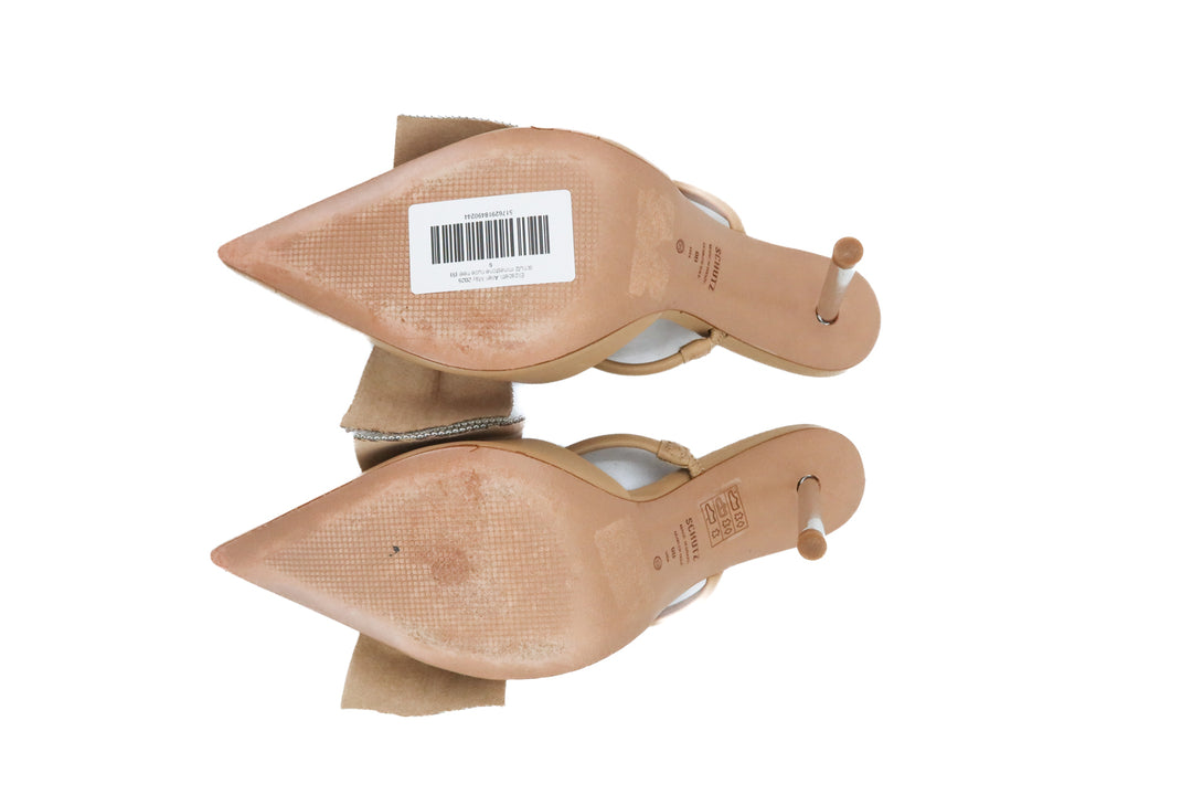 schutz rhinestone nude heel (9; retail $110)