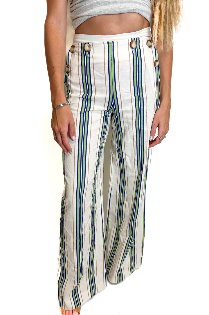 Sezane Striped Wide-Leg Linen Pants NWT (34)*
