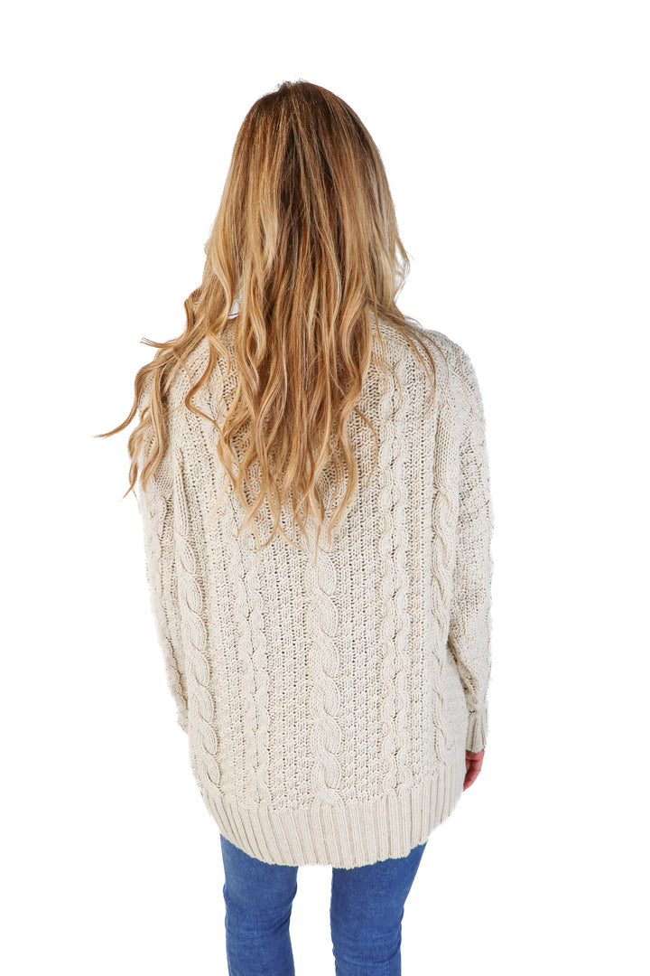Show Me Your Mumu Cream Chunky Cable Sweater (M)