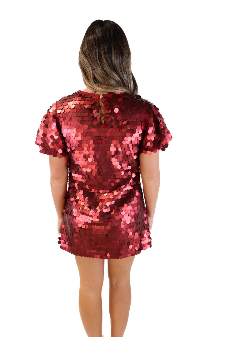 Buddy love red sequin short sleeve dress NWT (s; retails for $68)