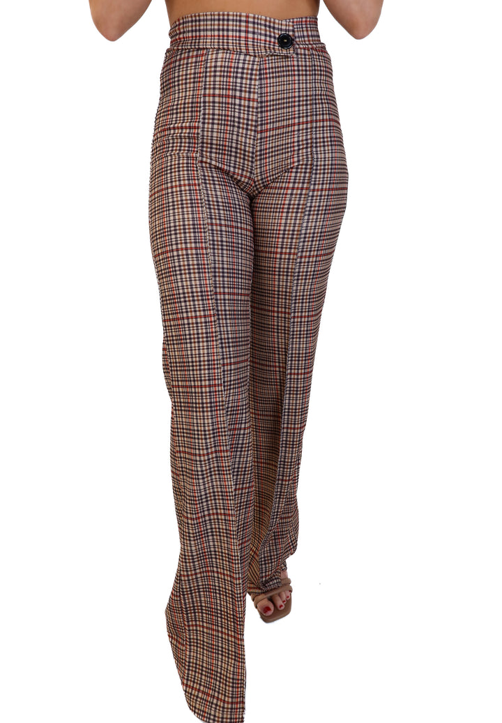 Canvas plaid flare pants (s)