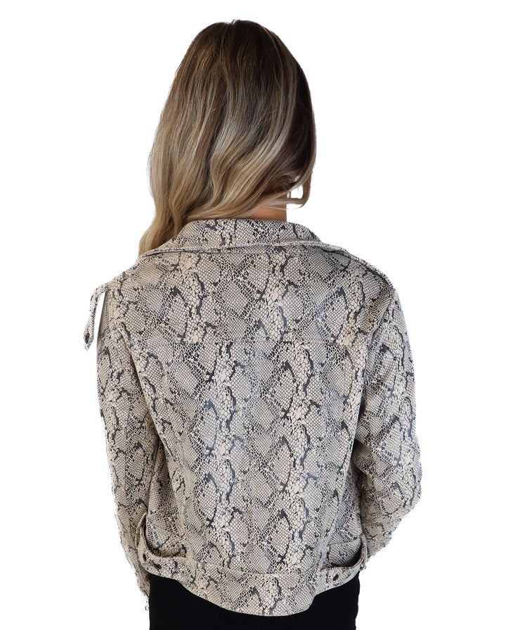 SOLD: Fate snakeskin cropped jacket (s)