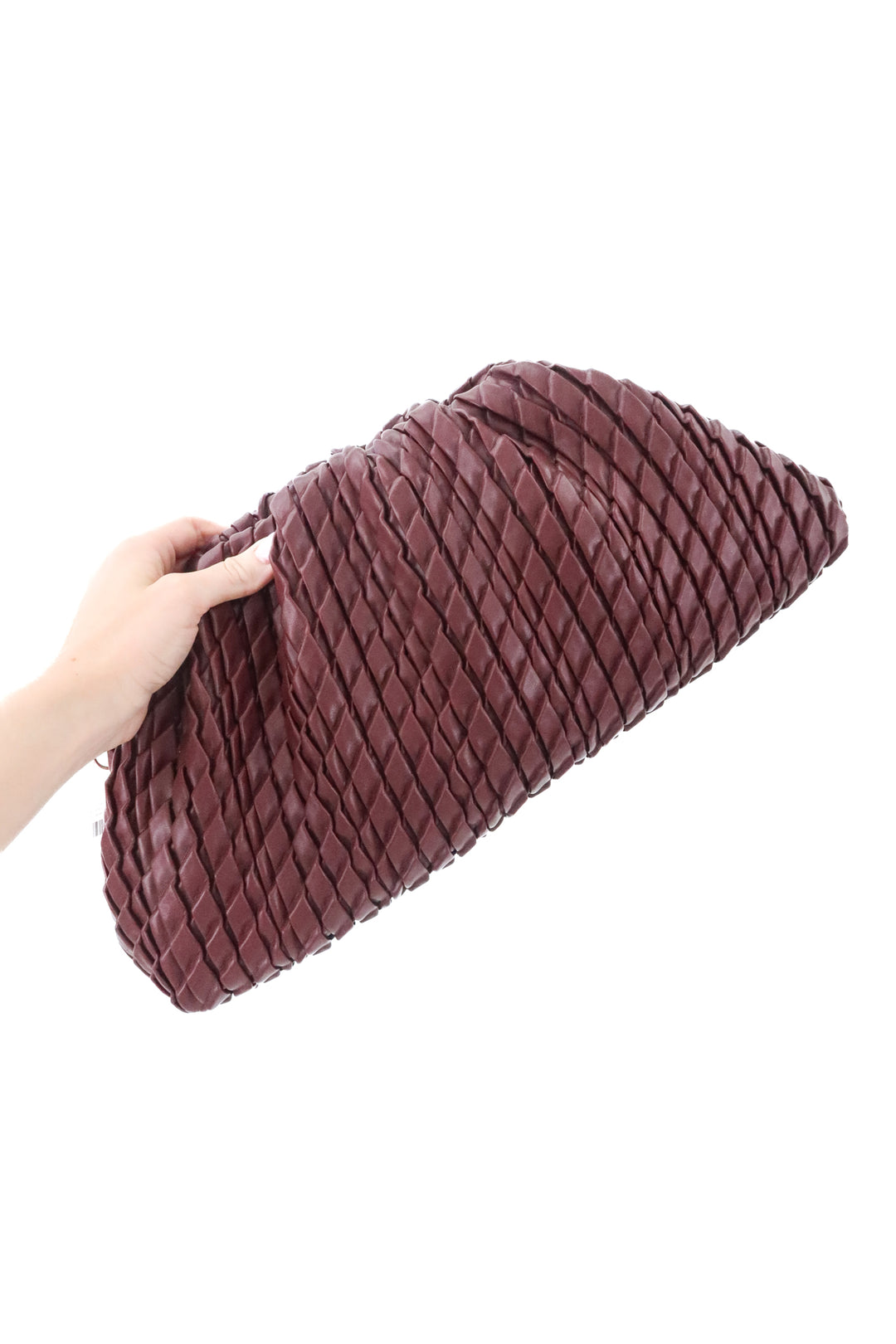 anthropologie maroon vegan leather weave bag nwt (retail $98)