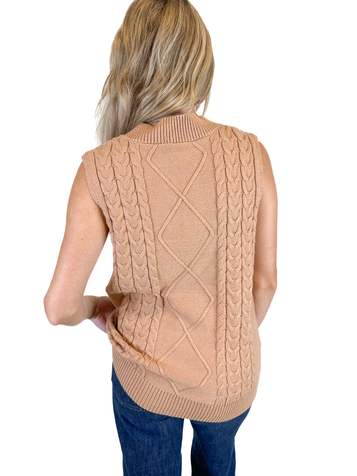 Tan Knit Sweater Vest (S)
