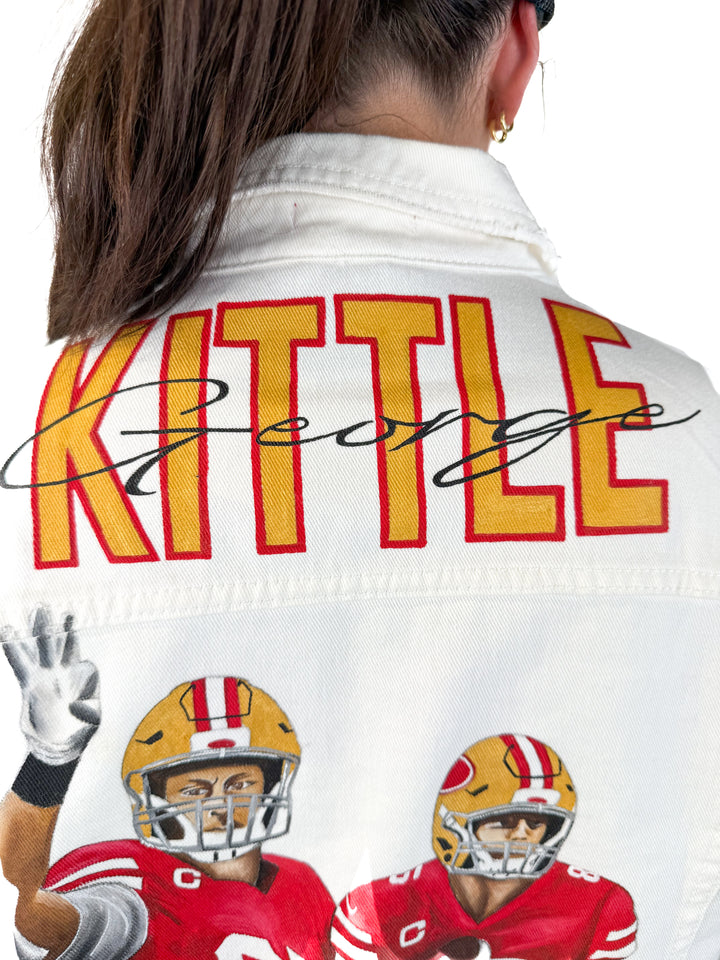 AUCTION denim designs by LV white gameday jacket (L)- ends 5/20 at 8pm CT